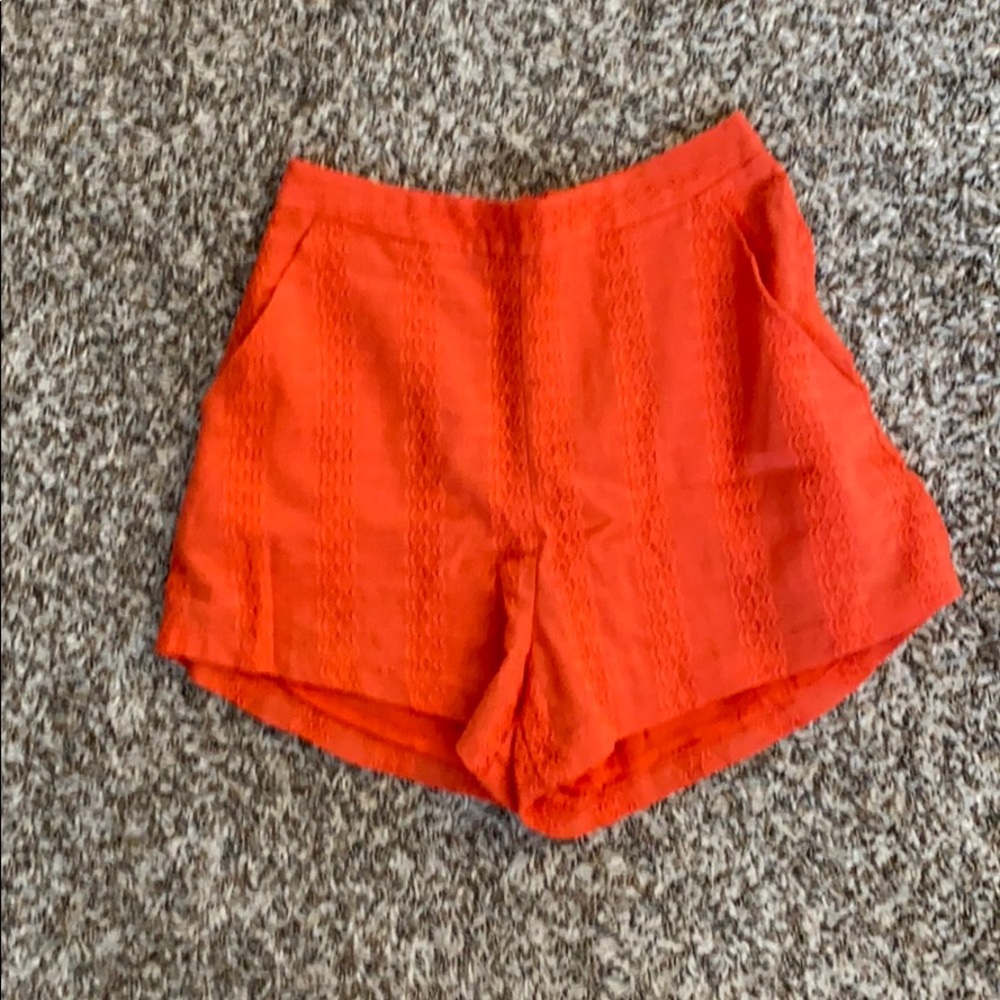 Salmon colored LUSH high waisted shorts